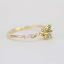 Load image into Gallery viewer, 6x4 Emerald cut aquamarine and diamond engagement ring |  R326AQ - NOOI JEWELRY