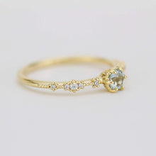 Load image into Gallery viewer, Simple aquamarine and diamond engagement ring, Lace diamond engagement ring | R323AQ - NOOI JEWELRY