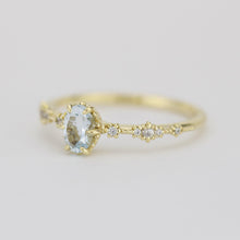 Load image into Gallery viewer, Oval Aquamarine and diamond engagement ring | R322AQ - NOOI JEWELRY