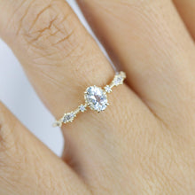 Load image into Gallery viewer, Oval Aquamarine and diamond engagement ring | R322AQ - NOOI JEWELRY