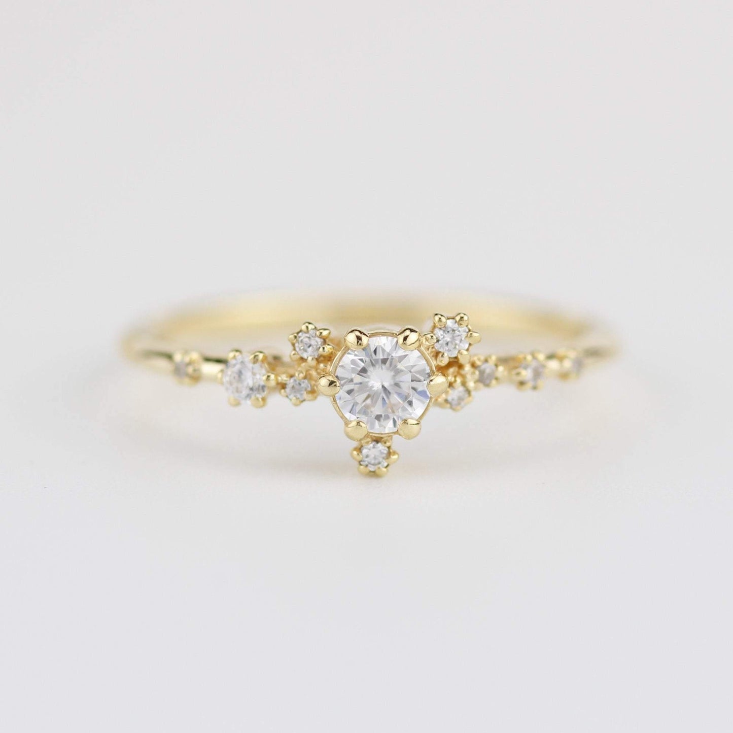 Unique engagement ring, engagement ring white diamond, delicate engagement ring | R328WD - NOOI JEWELRY