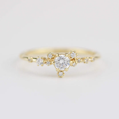 Unique engagement ring, engagement ring white diamond, delicate engagement ring | R328WD - NOOI JEWELRY