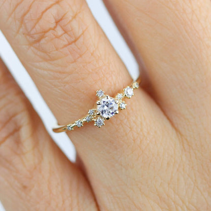 Unique engagement ring, engagement ring white diamond, delicate engagement ring | R328WD - NOOI JEWELRY