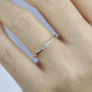 Three stones engagement ring, diamond ring | R329WD - NOOI JEWELRY