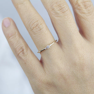 Three stones engagement ring, diamond ring | R329WD - NOOI JEWELRY