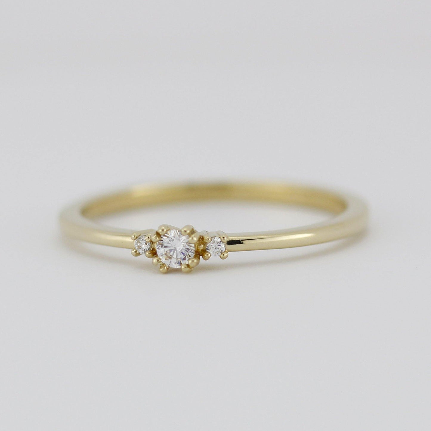 Three stones engagement ring, diamond ring | R329WD - NOOI JEWELRY