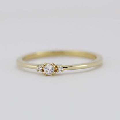 Three stones engagement ring, diamond ring | R329WD - NOOI JEWELRY