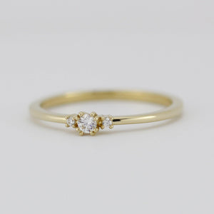 Three stones engagement ring, diamond ring | R329WD - NOOI JEWELRY