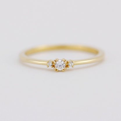 Three stones engagement ring, diamond ring | R329WD - NOOI JEWELRY
