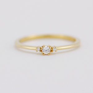 Three stones engagement ring, diamond ring | R329WD - NOOI JEWELRY