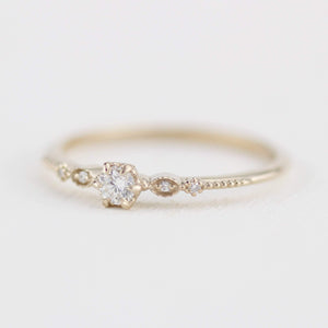 Simple diamond engagement ring, delicate engagement ring vintage unique, Marquise engagement ring |R303NWWD - NOOI JEWELRY