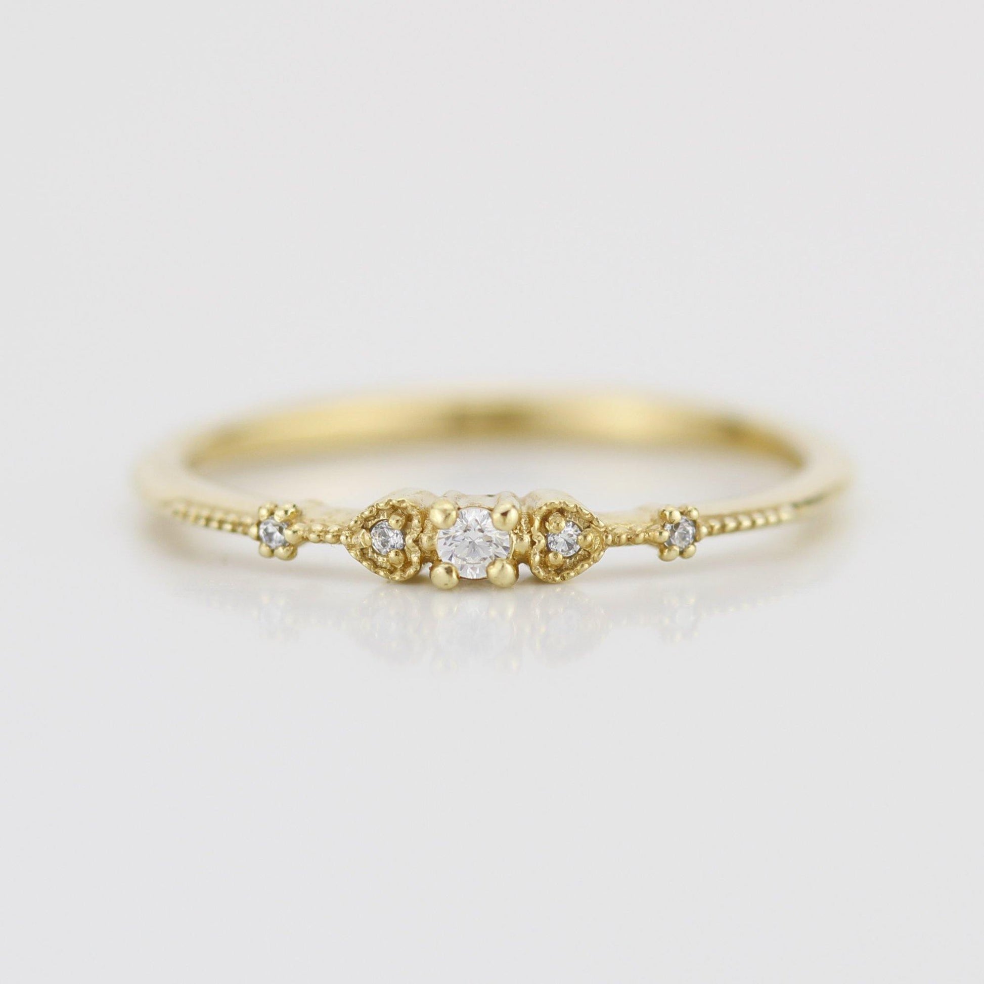 Simple engagement ring, dainty engagement rings for women, heart ring, minimalist engagement ring | R332WD - NOOI JEWELRY