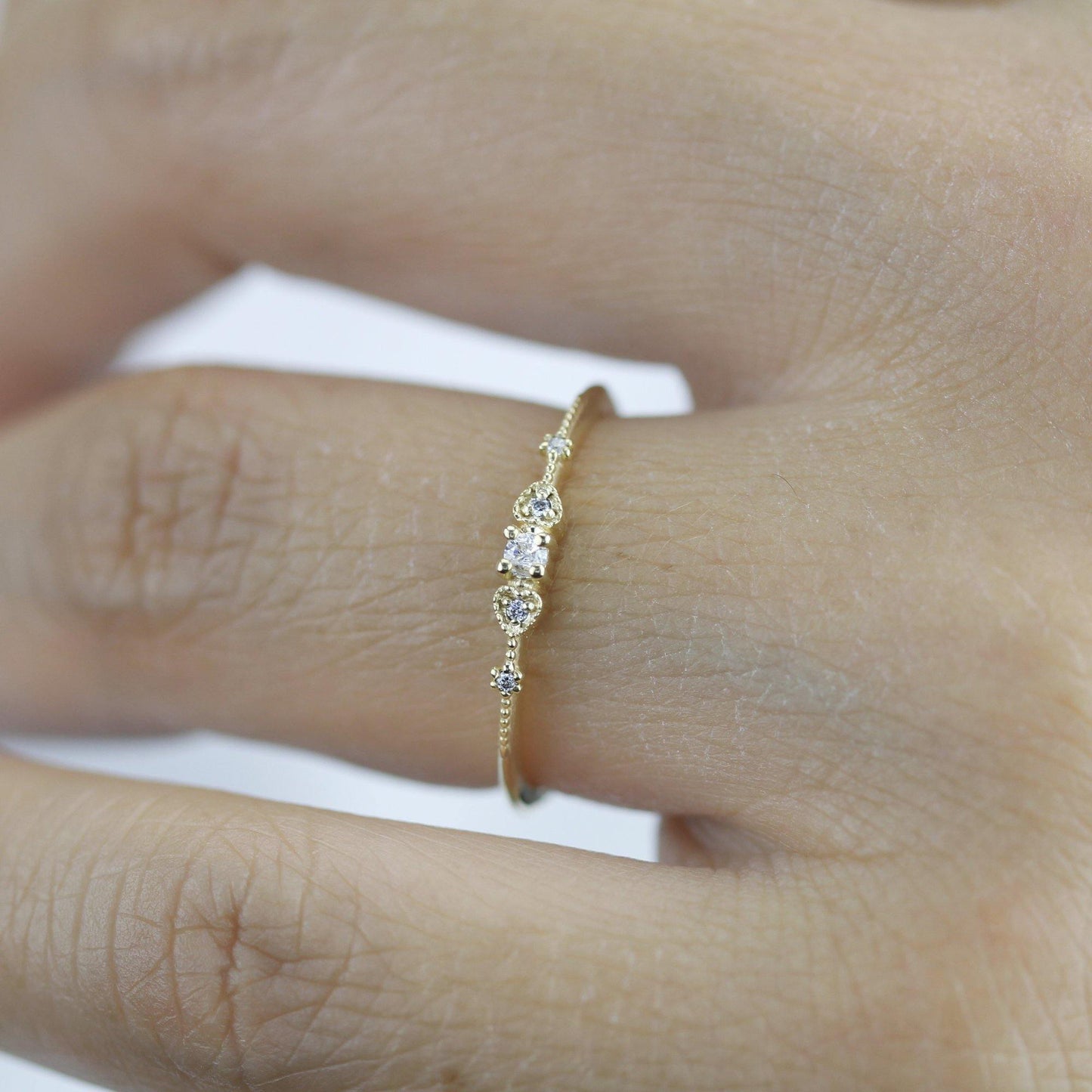 Simple engagement ring, dainty engagement rings for women, heart ring, minimalist engagement ring | R332WD - NOOI JEWELRY