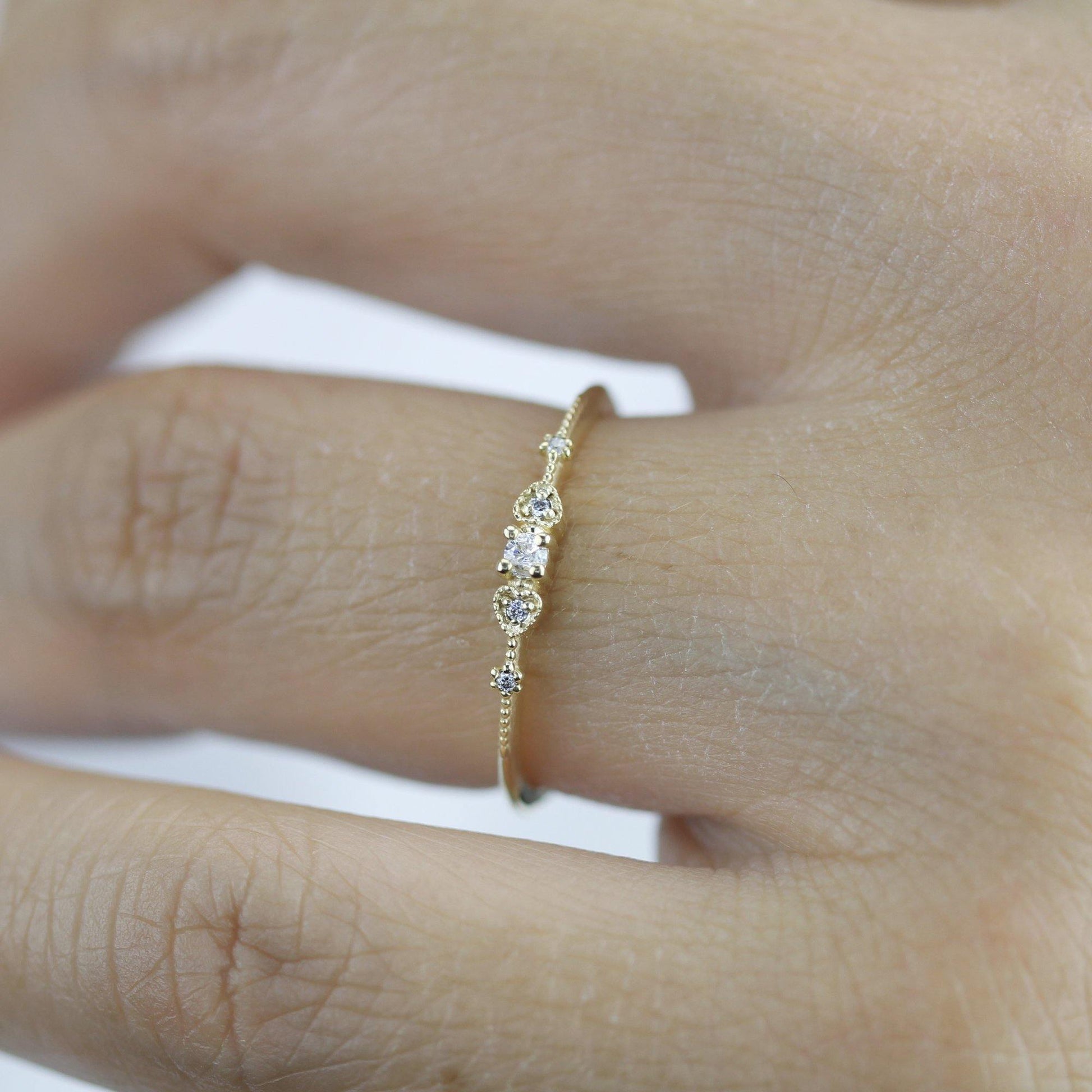 Simple engagement ring, dainty engagement rings for women, heart ring, minimalist engagement ring | R332WD - NOOI JEWELRY