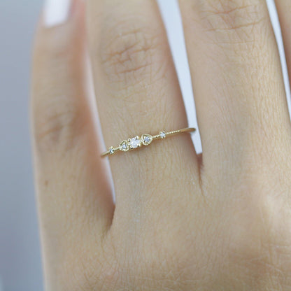 Simple engagement ring, dainty engagement rings for women, heart ring, minimalist engagement ring | R332WD - NOOI JEWELRY