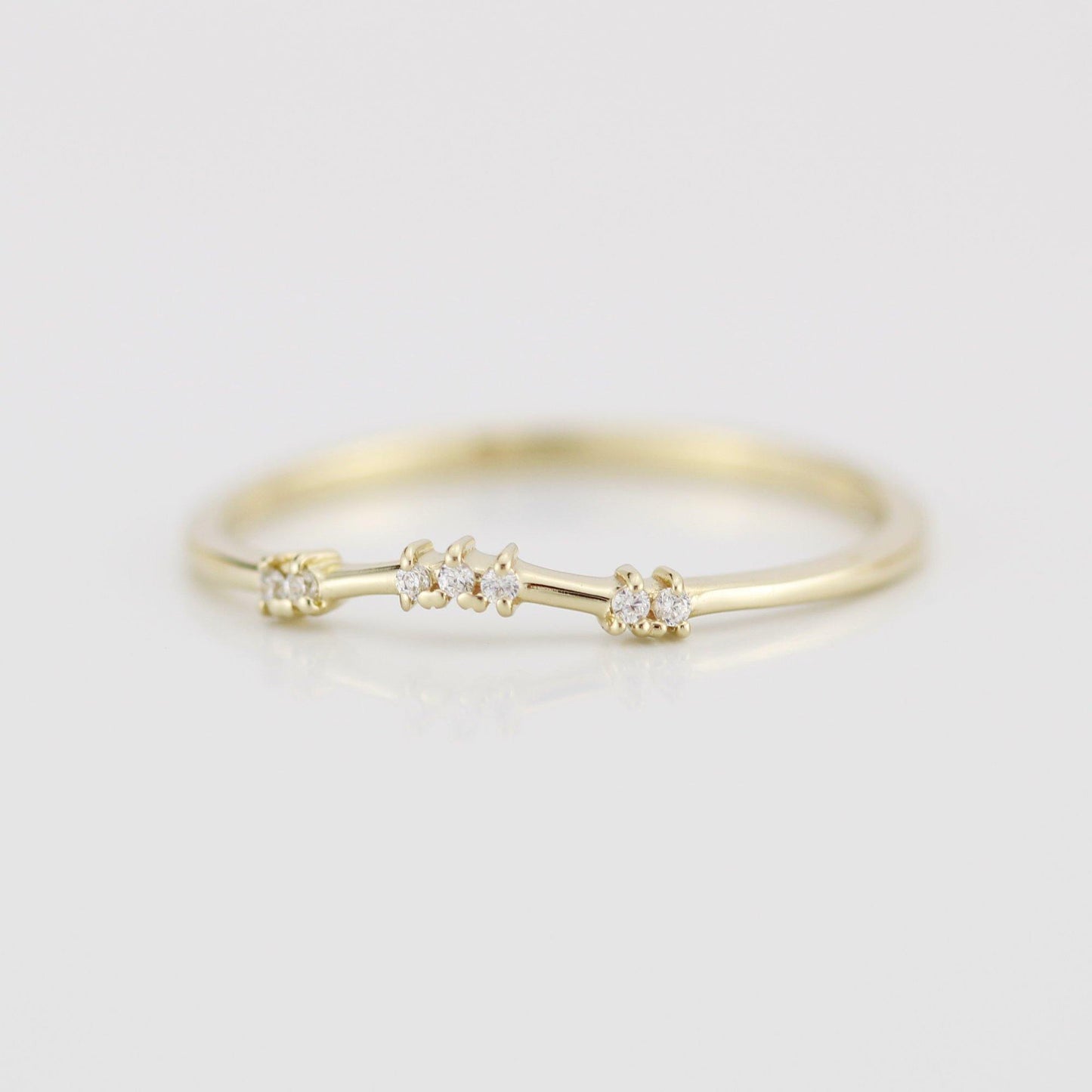 Diamond wedding band, curved diamond wedding band, wedding band women, curved wedding ring R333WD - NOOI JEWELRY