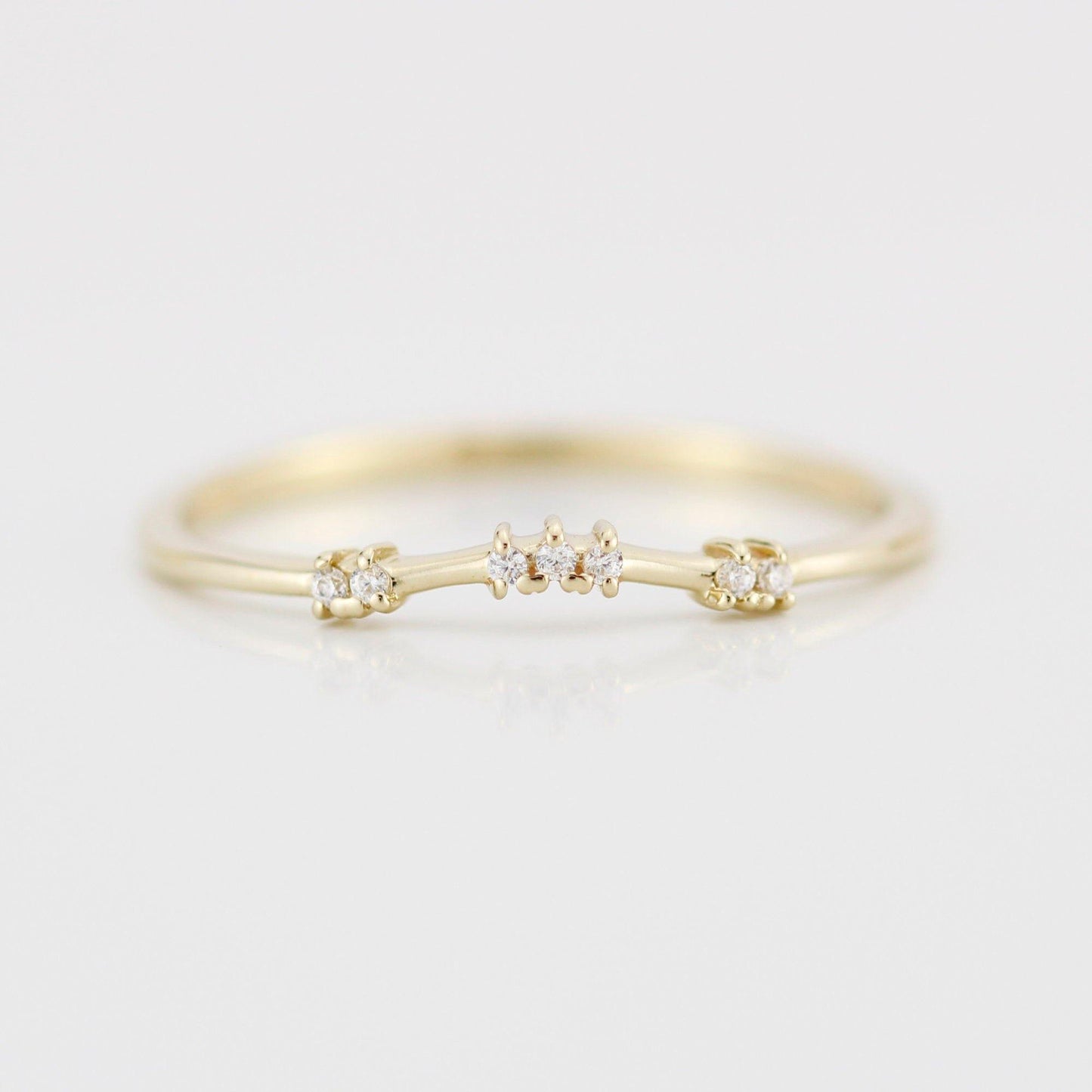 Diamond wedding band, curved diamond wedding band, wedding band women, curved wedding ring R333WD - NOOI JEWELRY