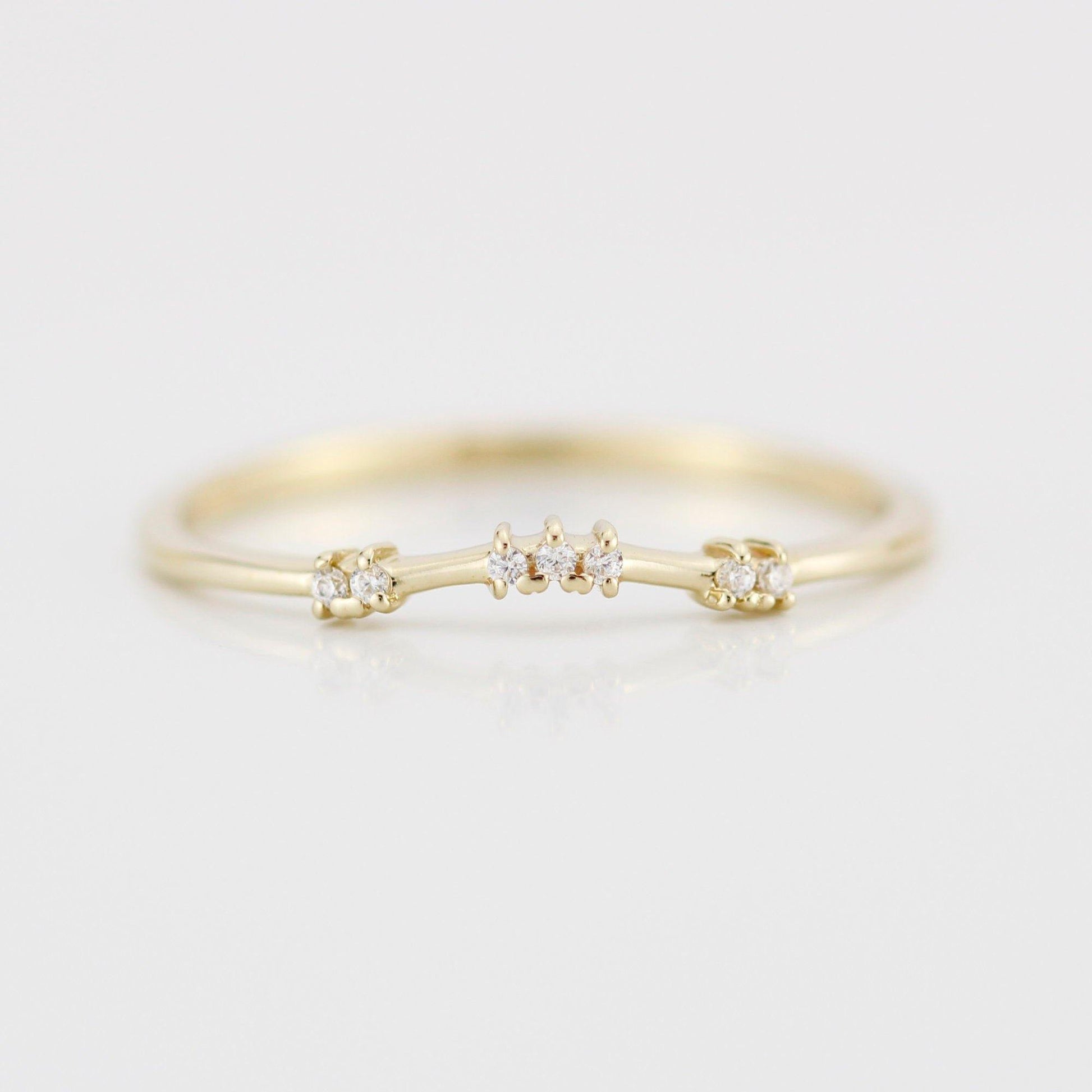 Diamond wedding band, curved diamond wedding band, wedding band women, curved wedding ring R333WD - NOOI JEWELRY