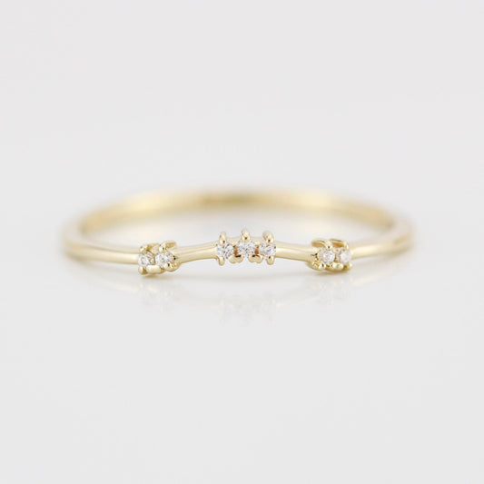 Diamond wedding band, curved diamond wedding band, wedding band women, curved wedding ring R333WD - NOOI JEWELRY