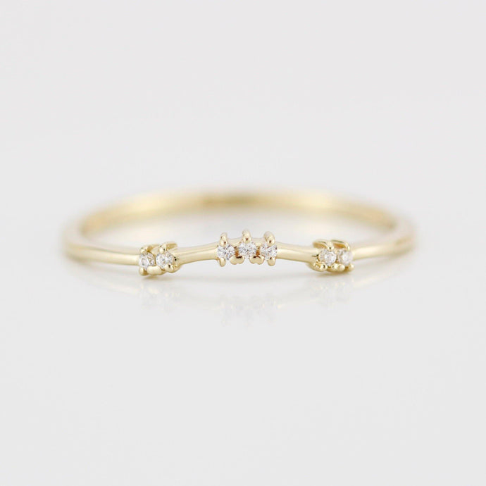 Diamond wedding band, curved diamond wedding band, wedding band women, curved wedding ring R333WD - NOOI JEWELRY