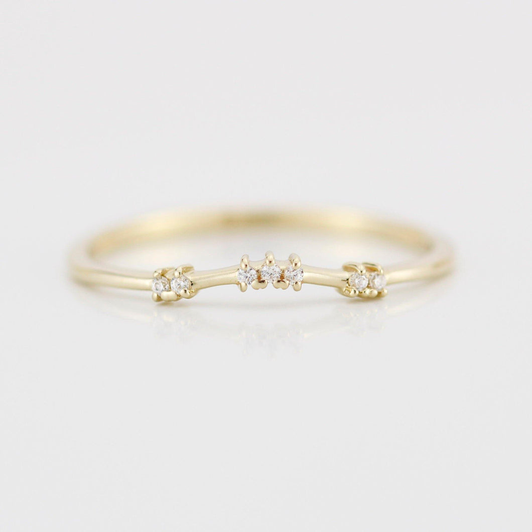 Diamond wedding band, curved diamond wedding band, wedding band women, curved wedding ring R333WD - NOOI JEWELRY