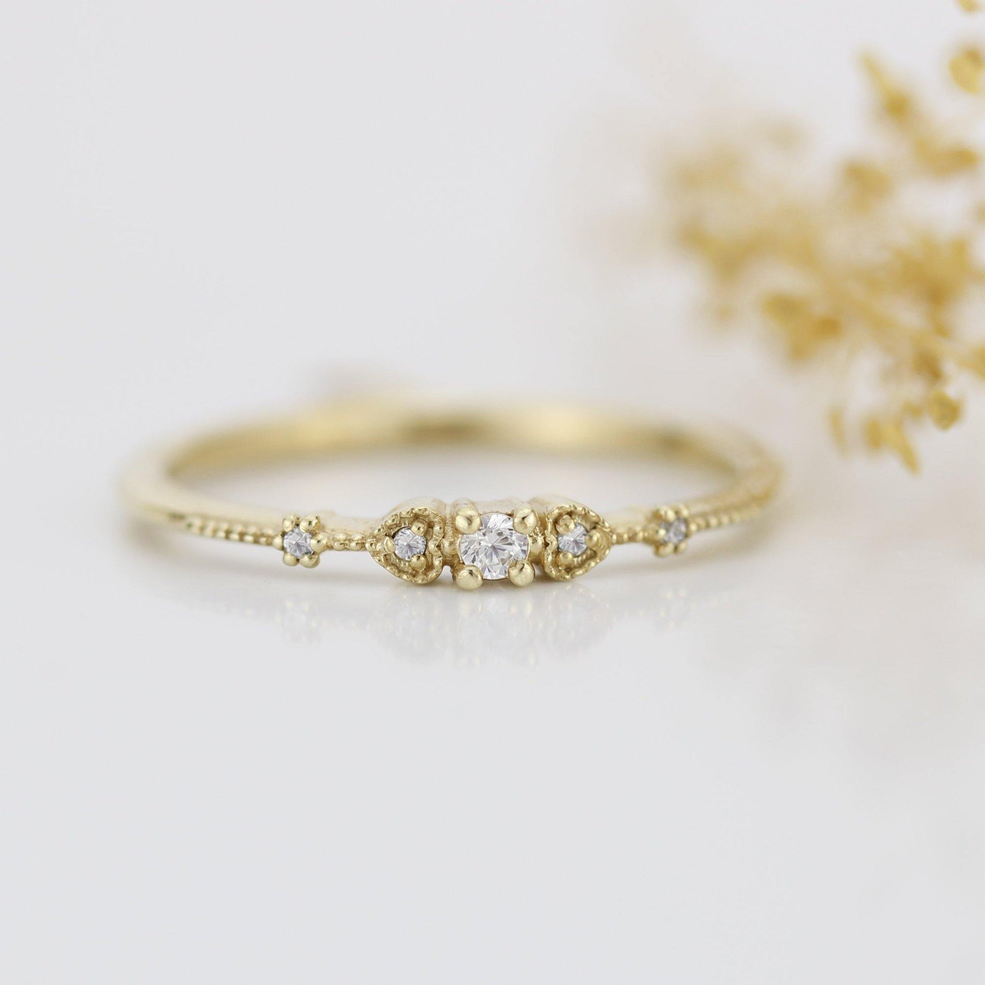 Simple engagement ring, dainty engagement rings for women, heart ring, minimalist engagement ring | R332WD - NOOI JEWELRY