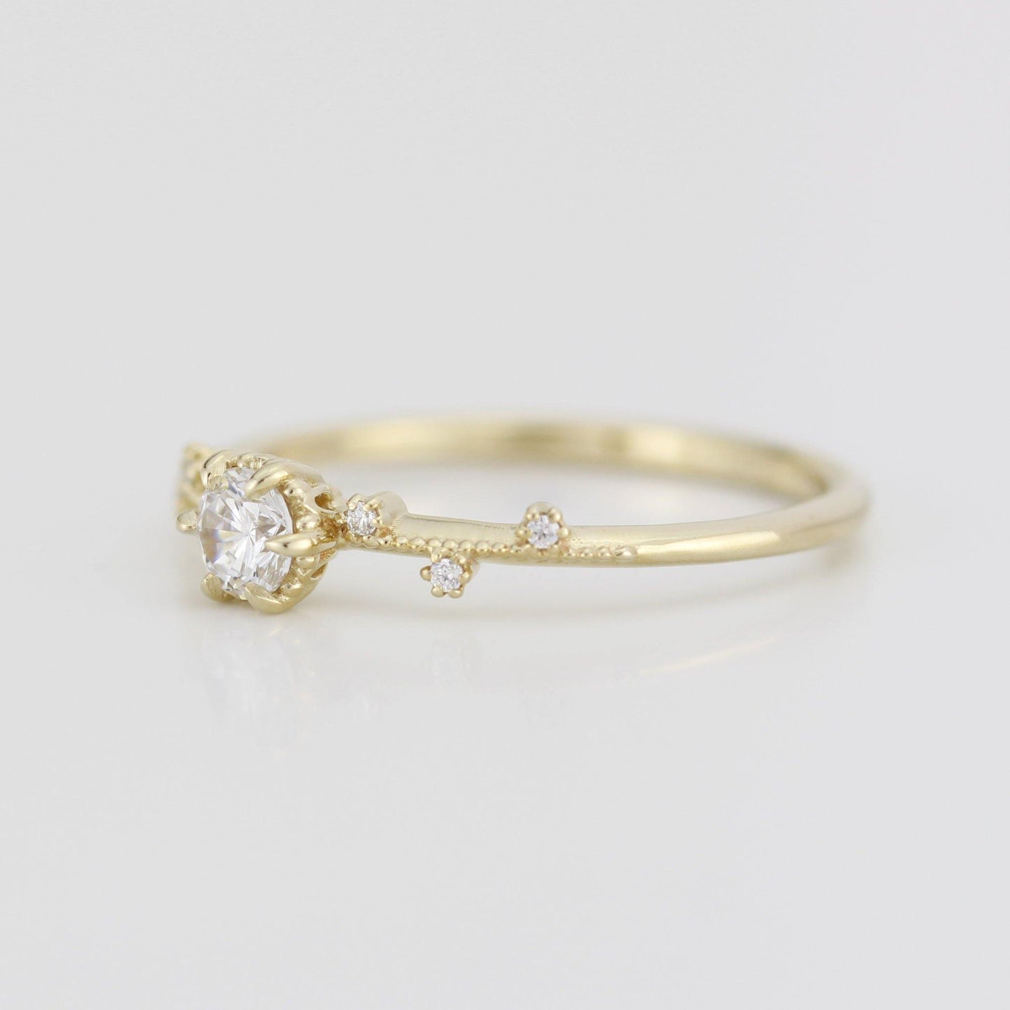 Unique diamond engagement ring, white diamond engagement ring | R334WD - NOOI JEWELRY
