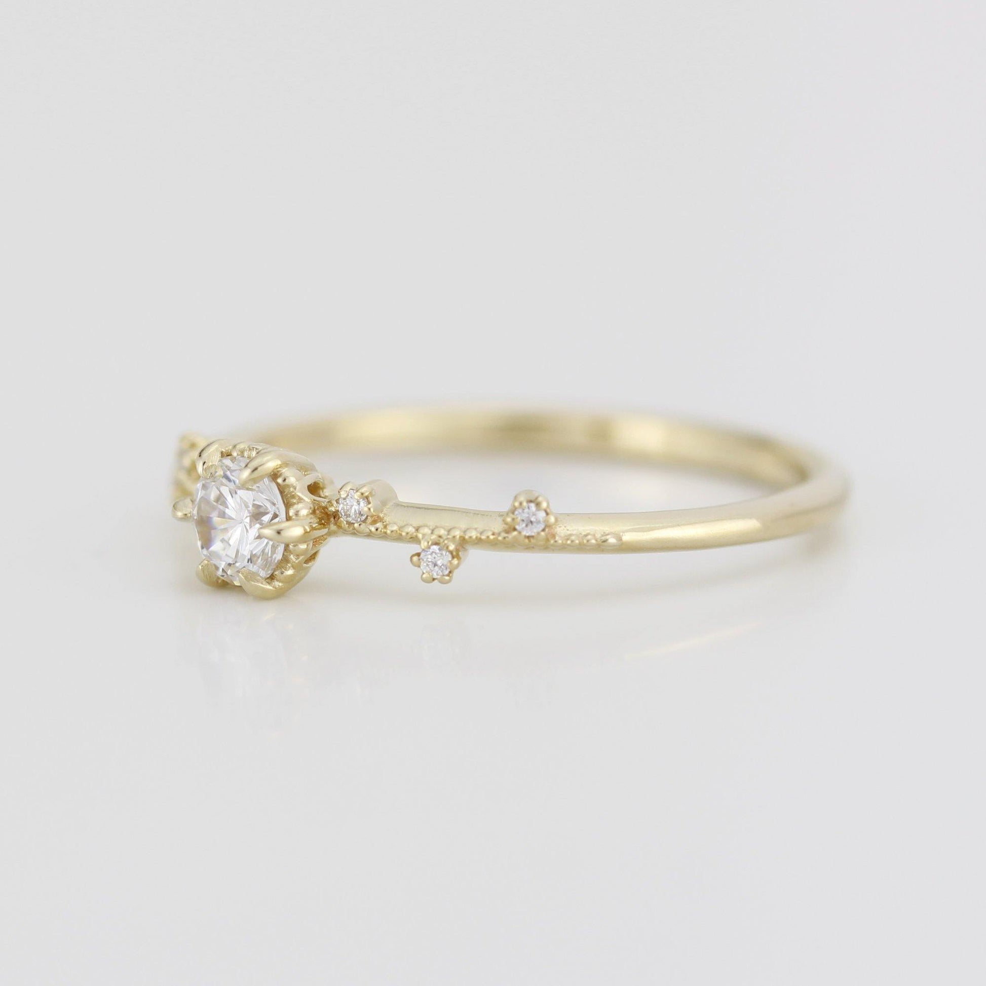 Unique diamond engagement ring, white diamond engagement ring | R334WD - NOOI JEWELRY