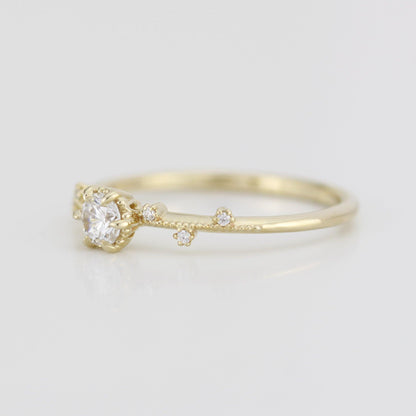 Unique diamond engagement ring, white diamond engagement ring | R334WD - NOOI JEWELRY