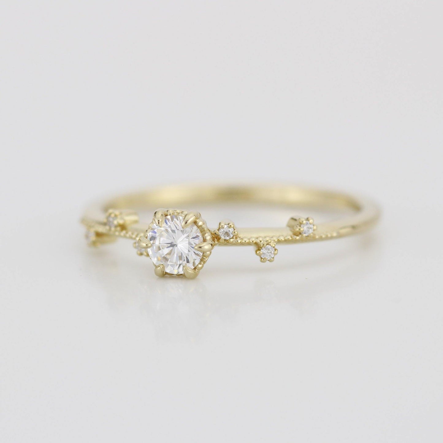 Unique diamond engagement ring, white diamond engagement ring | R334WD - NOOI JEWELRY