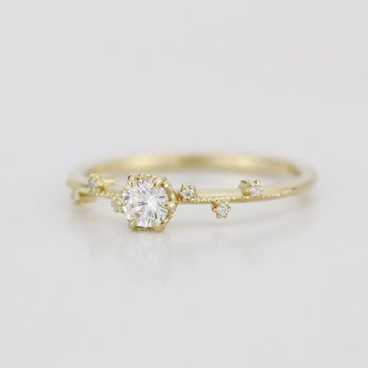 Unique diamond engagement ring, white diamond engagement ring | R334WD - NOOI JEWELRY