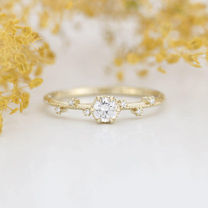 Unique diamond engagement ring, white diamond engagement ring | R334WD - NOOI JEWELRY