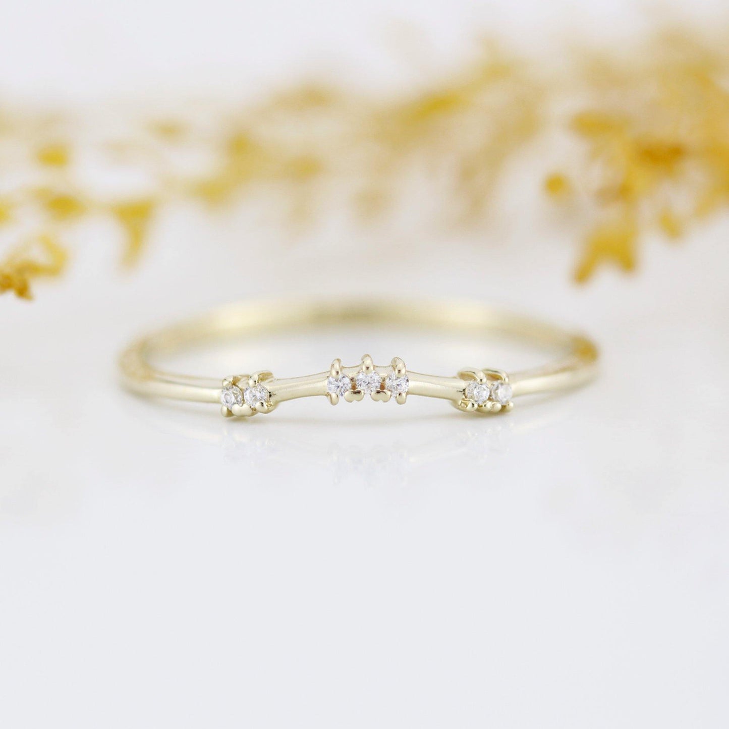 Diamond wedding band, curved diamond wedding band, wedding band women, curved wedding ring R333WD - NOOI JEWELRY