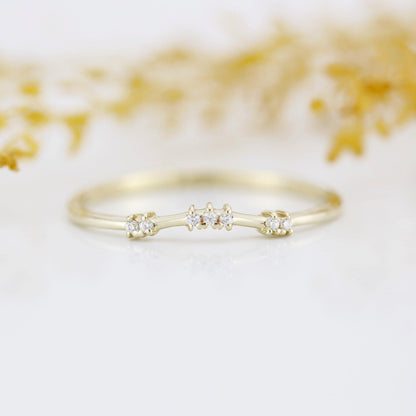 Diamond wedding band, curved diamond wedding band, wedding band women, curved wedding ring R333WD - NOOI JEWELRY