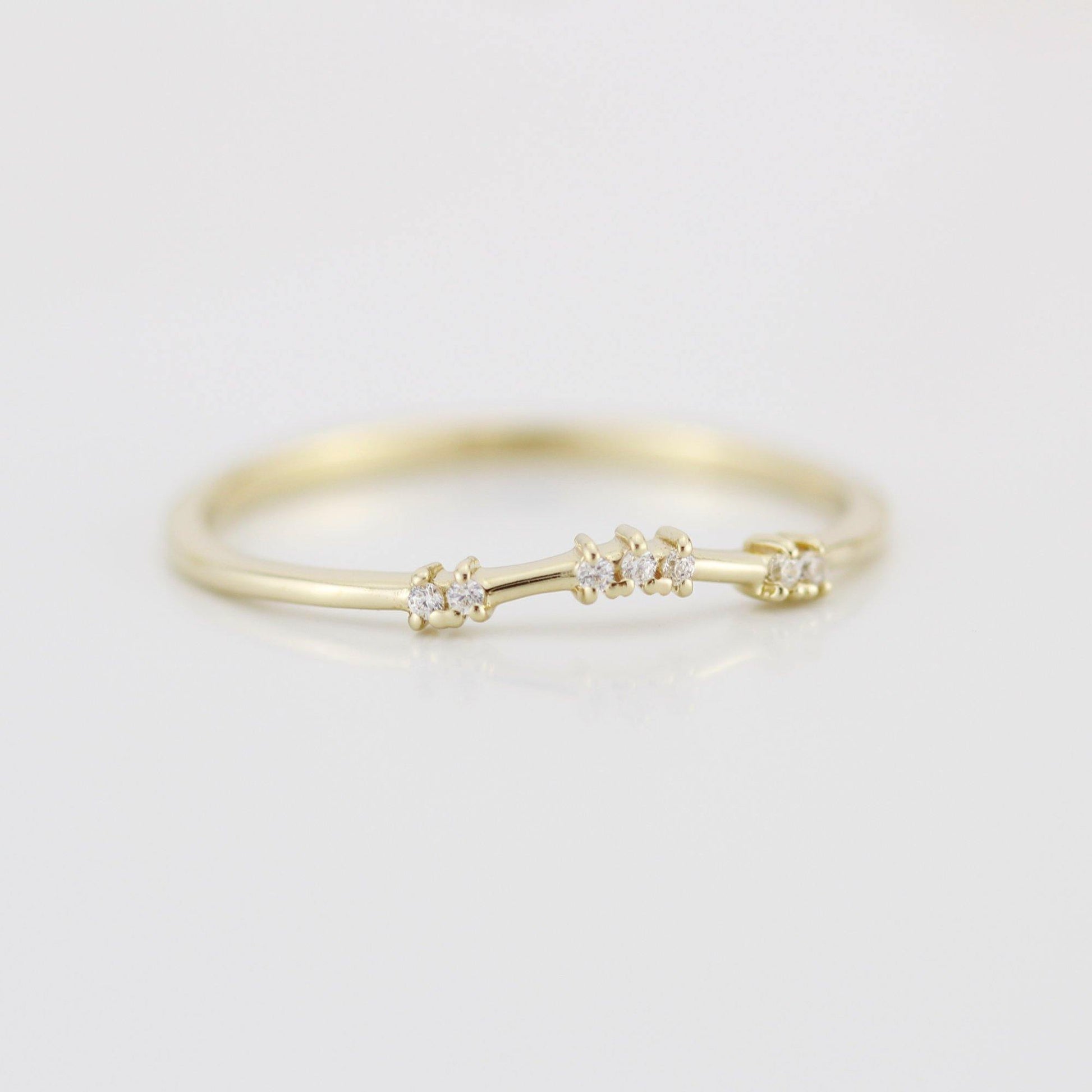 Diamond wedding band, curved diamond wedding band, wedding band women, curved wedding ring R333WD - NOOI JEWELRY