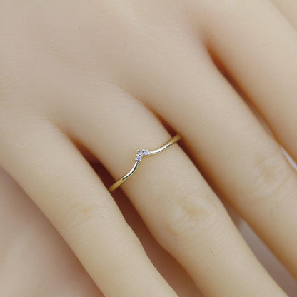 V shape wedding band, simple diamond wedding band, curved wedding band | R215WD - NOOI JEWELRY