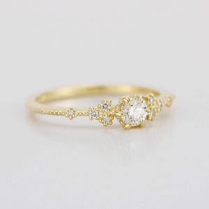 simple engagement ring, engagement ring gold diamond, delicate engagement ring, dainty engagement ring | 0.25ct. R336WD - NOOI JEWELRY