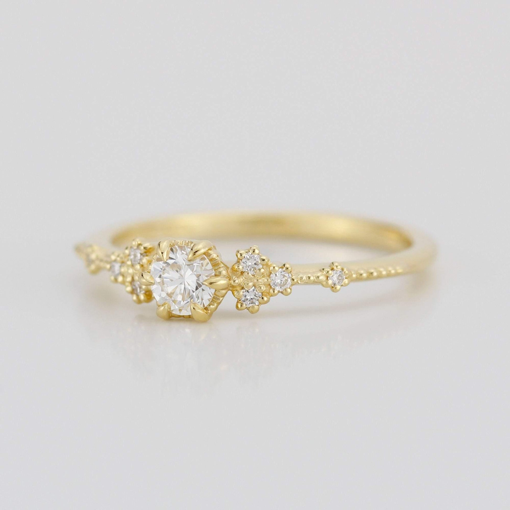 simple engagement ring, engagement ring gold diamond, delicate engagement ring, dainty engagement ring | 0.25ct. R336WD - NOOI JEWELRY