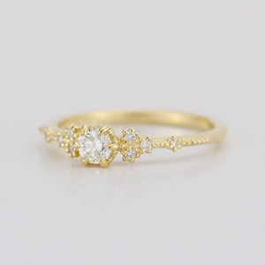 simple engagement ring, engagement ring gold diamond, delicate engagement ring, dainty engagement ring | 0.25ct. R336WD - NOOI JEWELRY