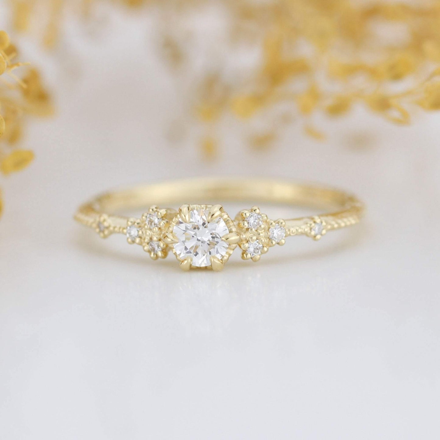 simple engagement ring, engagement ring gold diamond, delicate engagement ring, dainty engagement ring | 0.25ct. R336WD - NOOI JEWELRY