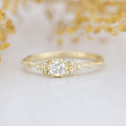 simple engagement ring, engagement ring gold diamond, delicate engagement ring, dainty engagement ring | 0.25ct. R336WD - NOOI JEWELRY