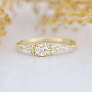 simple engagement ring, engagement ring gold diamond, delicate engagement ring, dainty engagement ring | 0.25ct. R336WD - NOOI JEWELRY