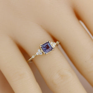 Alexandrite engagement ring, Princess cut engagement ring | R337ALEX - NOOI JEWELRY