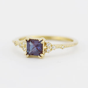 Alexandrite engagement ring, Princess cut engagement ring | R337ALEX - NOOI JEWELRY