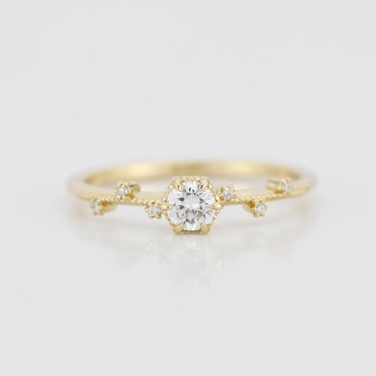 Unique diamond engagement ring, white diamond engagement ring | R334WD - NOOI JEWELRY
