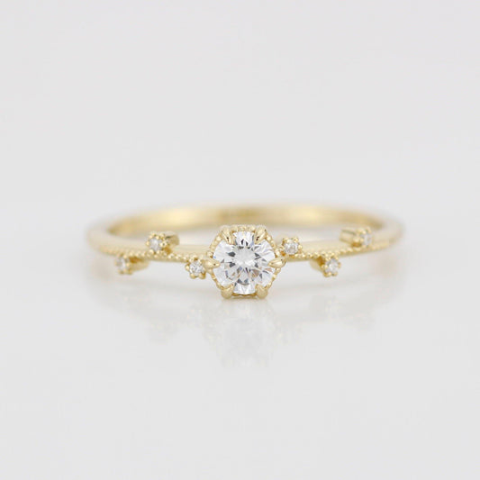Unique diamond engagement ring, white diamond engagement ring | R334WD - NOOI JEWELRY