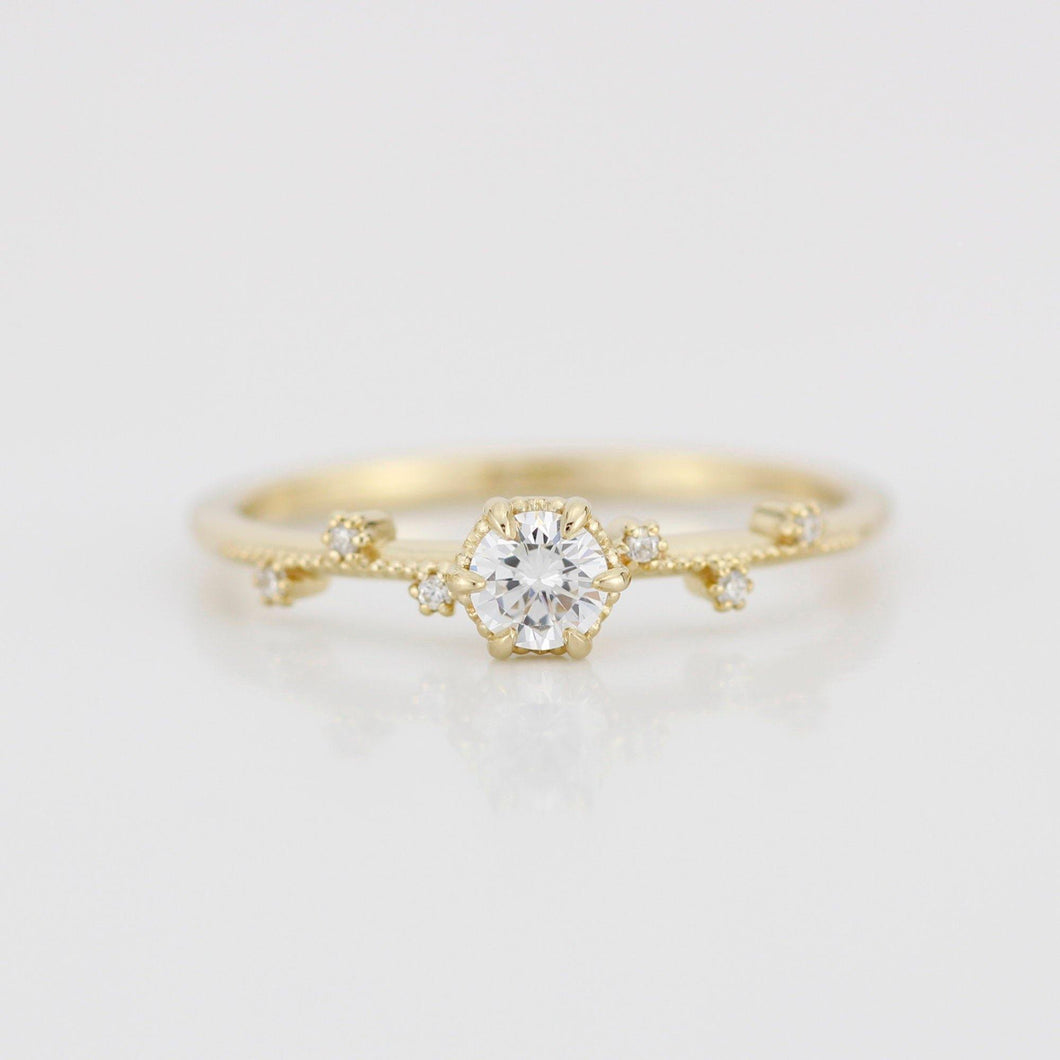 Unique diamond engagement ring, white diamond engagement ring | R334WD - NOOI JEWELRY