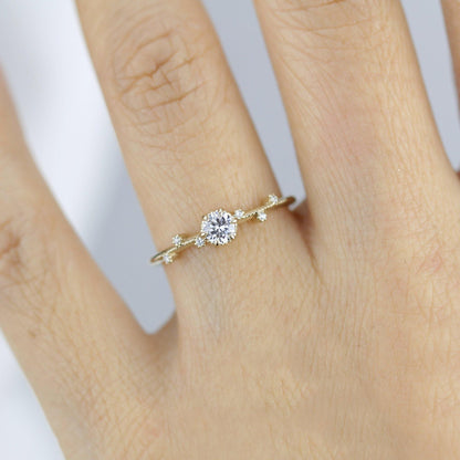Unique diamond engagement ring, white diamond engagement ring | R334WD - NOOI JEWELRY