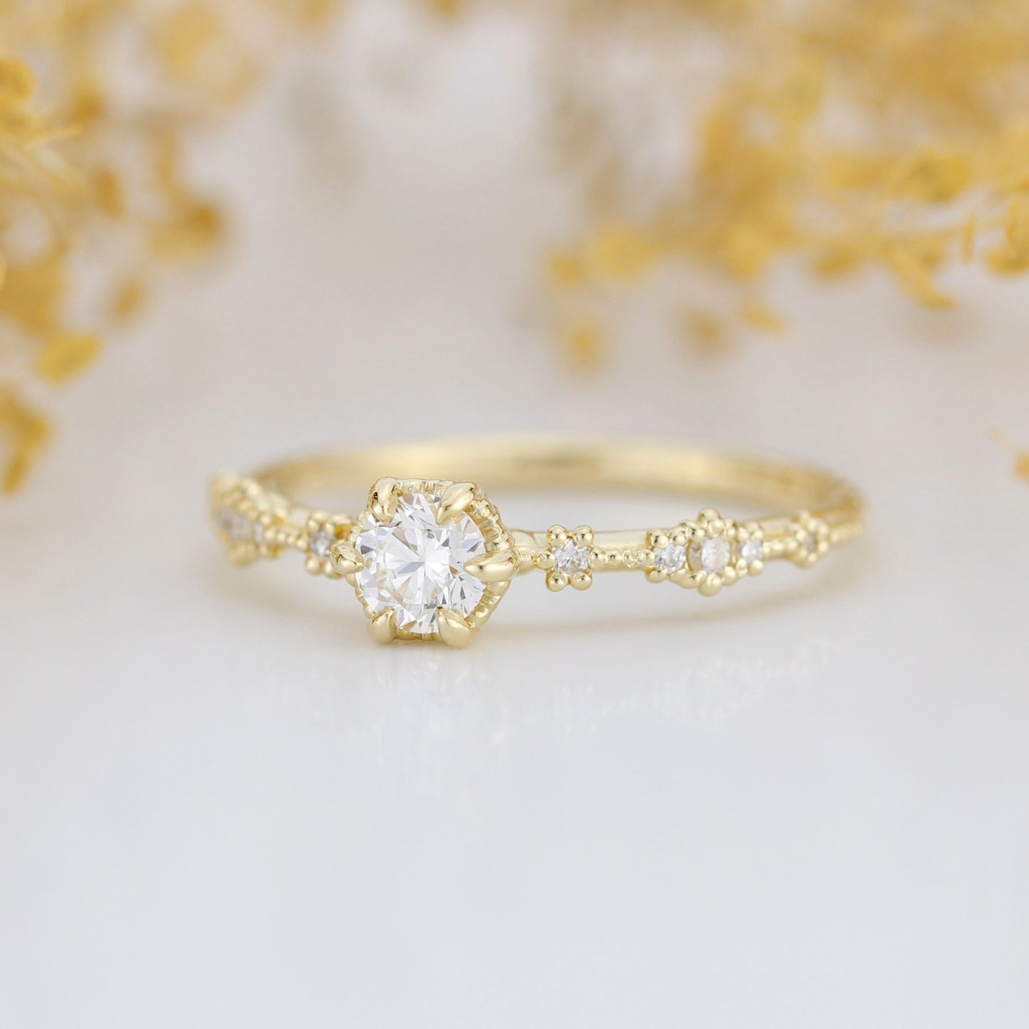 unique engagement ring, 18K gold ring, simple diamond ring, Made in Italy 0.3 CT DIAMOND | R335WD