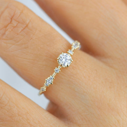 unique engagement ring, 18K gold ring, simple diamond ring, Made in Italy 0.3 CT DIAMOND | R335WD